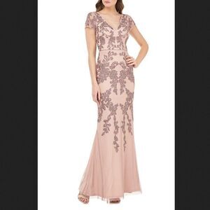 JS Collections Beaded Pink Mermaid Gown Size 8‎